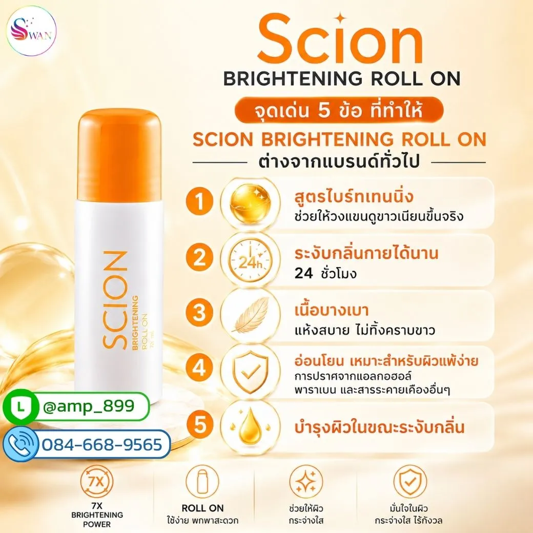 คุณสมบัติเด่นของ ซีออน ไบร์ทเทนนิ่ง โรลออน นูสกิน (SCION BRIGHTENING ROLL ON Nuskin)