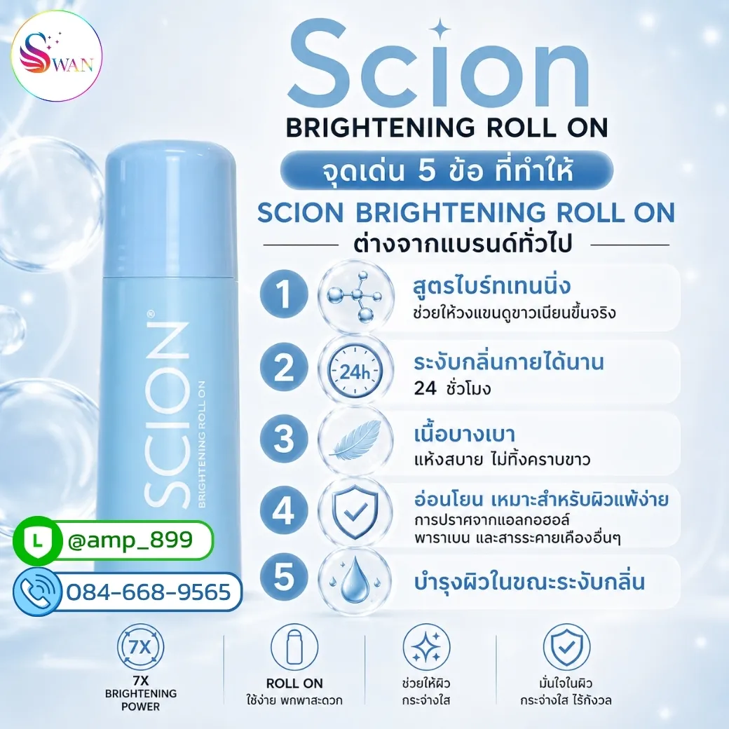 คุณสมบัติเด่นของ ซีออน ไบร์ทเทนนิ่ง โรลออน นูสกิน (SCION BRIGHTENING ROLL ON Nuskin)
