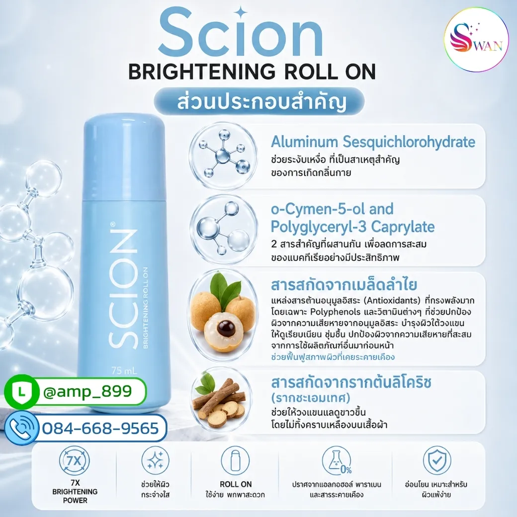 ซีออน ไบร์ทเทนนิ่ง โรลออน นูสกิน (SCION BRIGHTENING ROLL ON Nuskin) ส่วนผสมจากธรรมชาติ