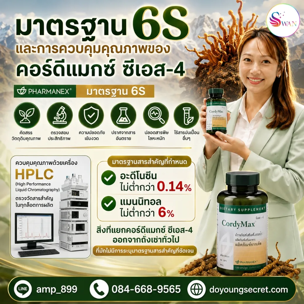 Cordymax CS-4 Nuskin นูสกิน ถั่งเช่า ทิเบตแท้ 100% มาตรฐานการผลิต 6S